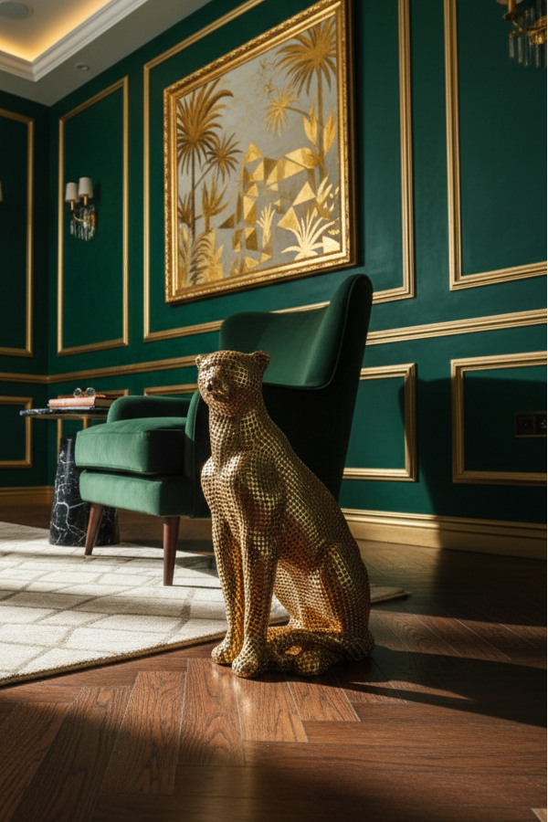 Golden Sitting Leopard