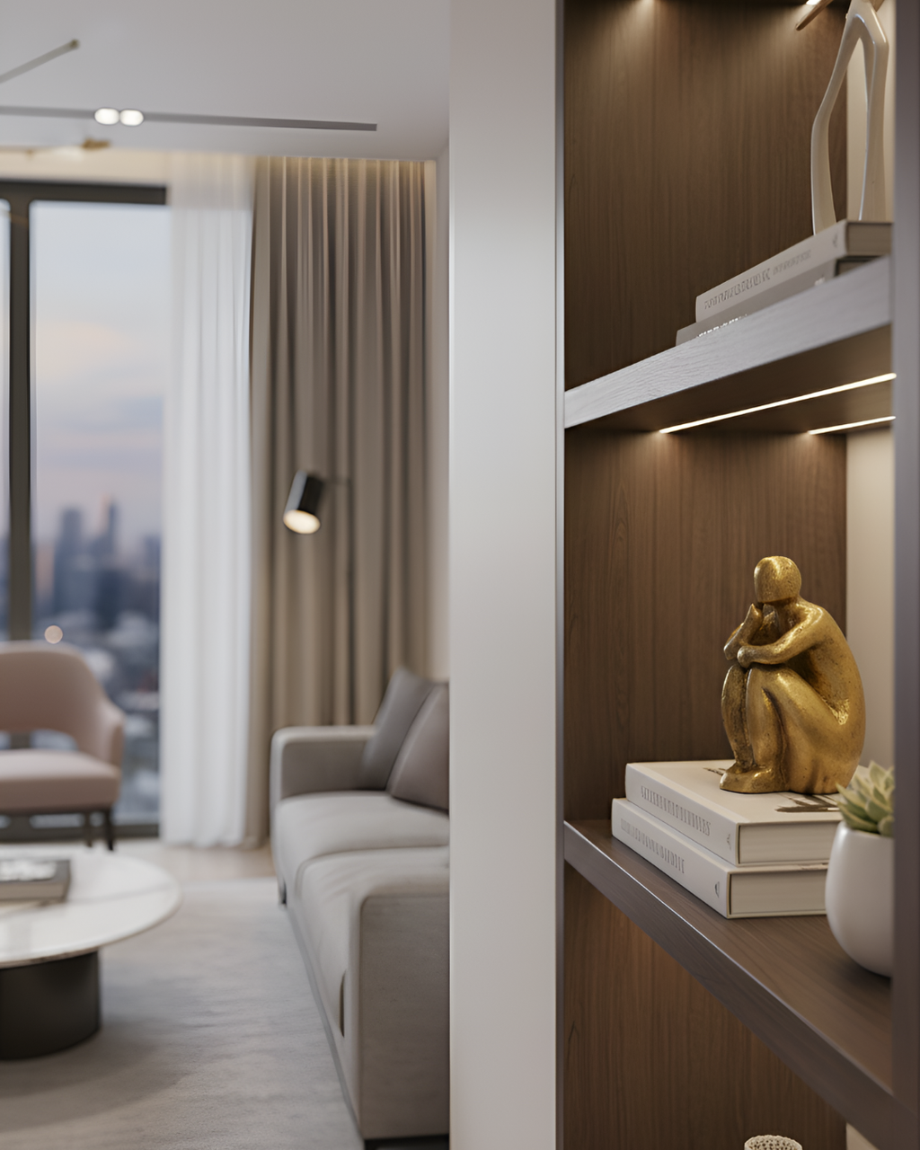 Golden Metal Sitting Thinker Figurine