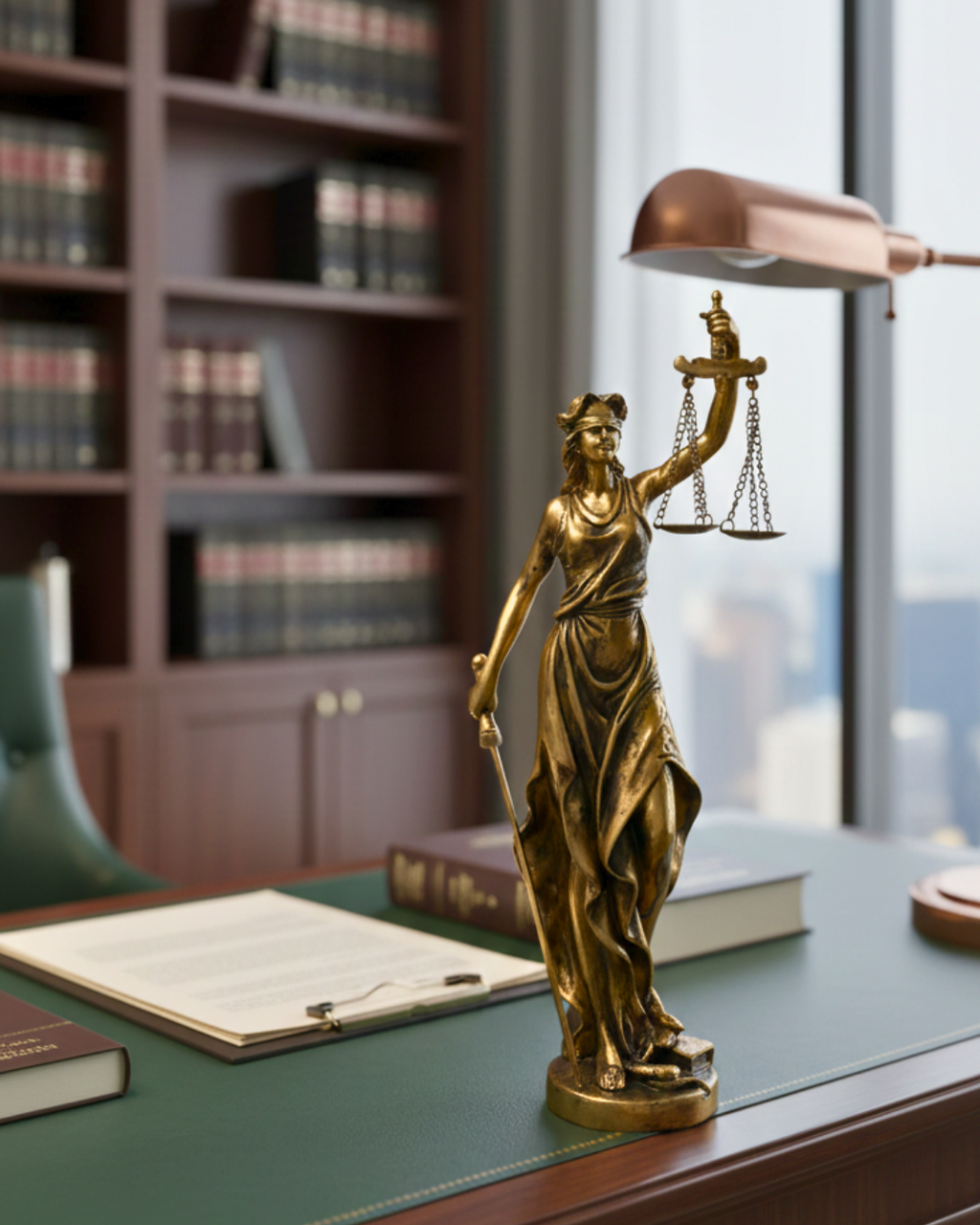 Classical Lady Justice - Bronze Finished Polystone Sculpture