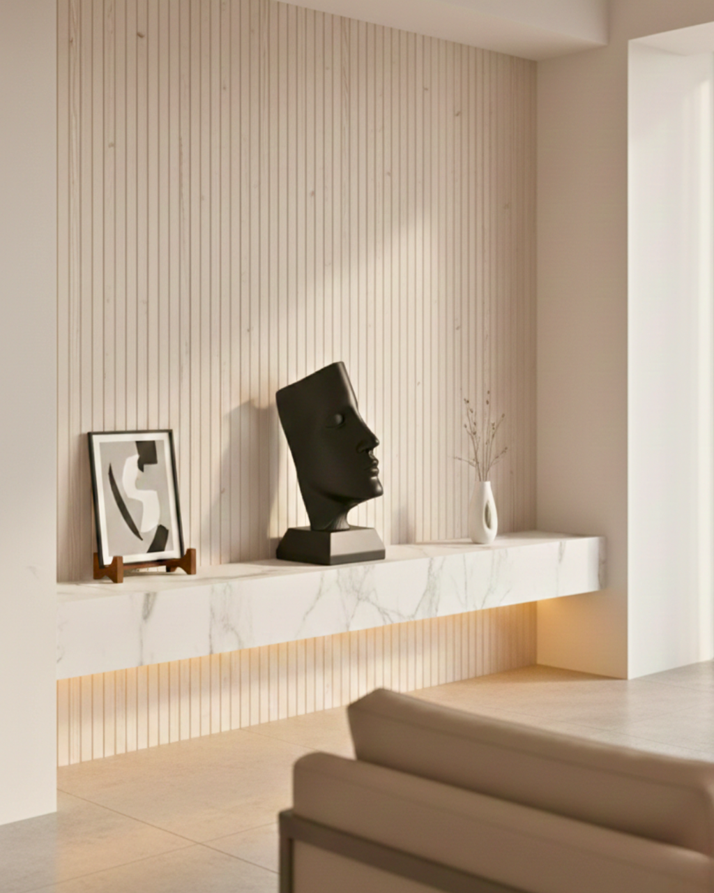 Whispered Thoughts Abstract Face Sculpture Black