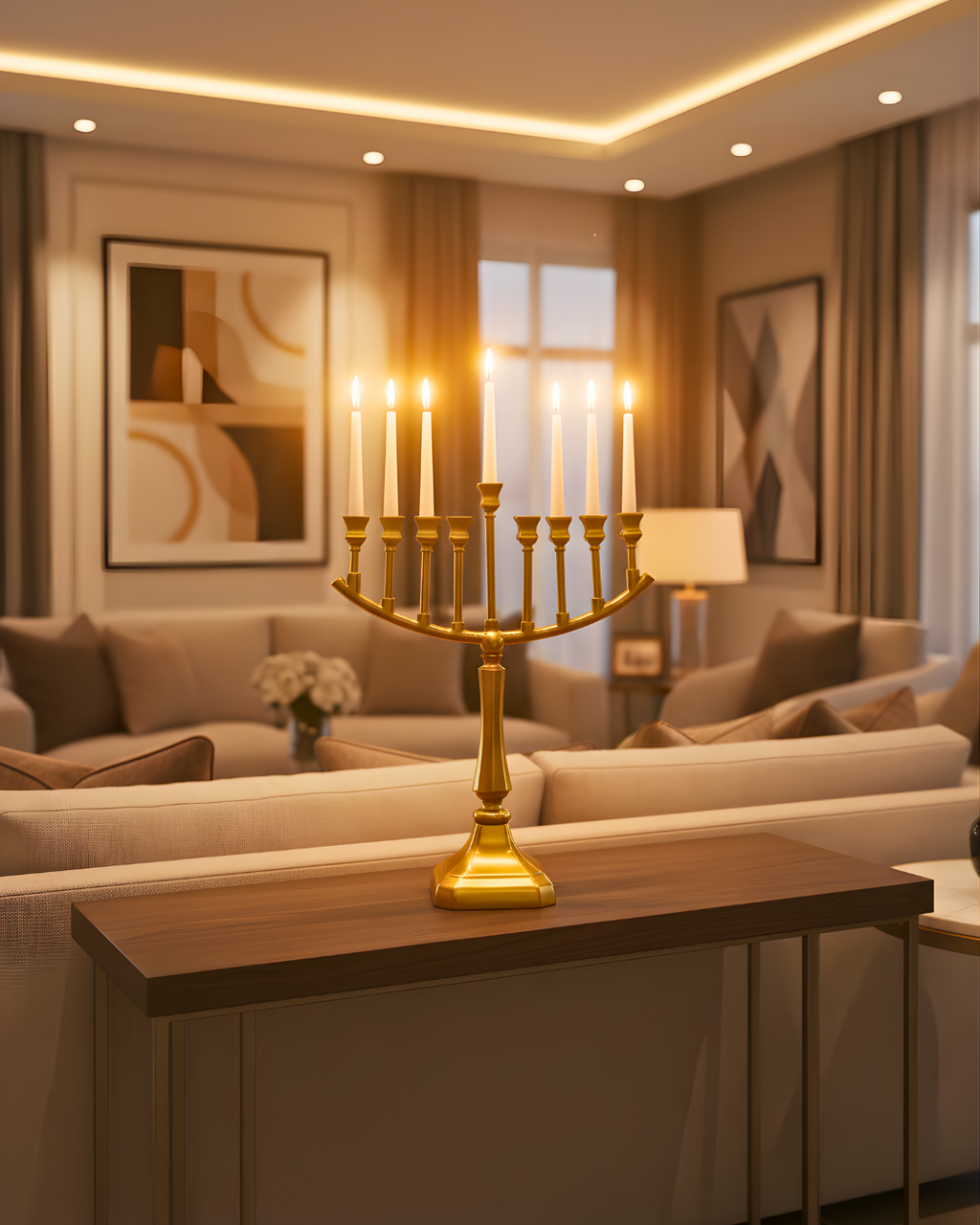 Luxury Golden Metal 9-Arm Candle Stand