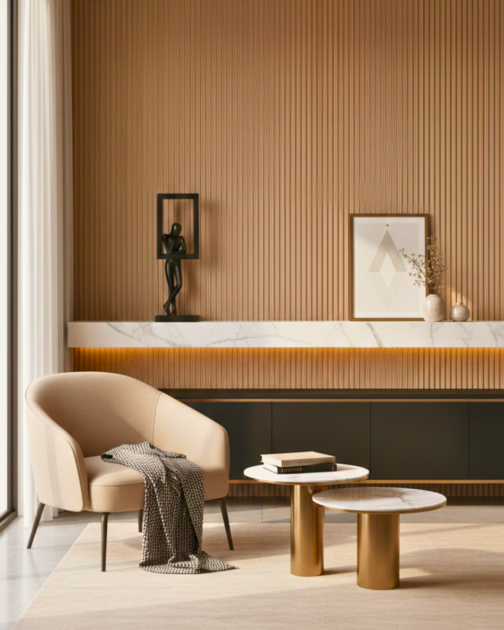 Modern Minimalist Thinker - Black Abstract Figure with Framed Silhouette