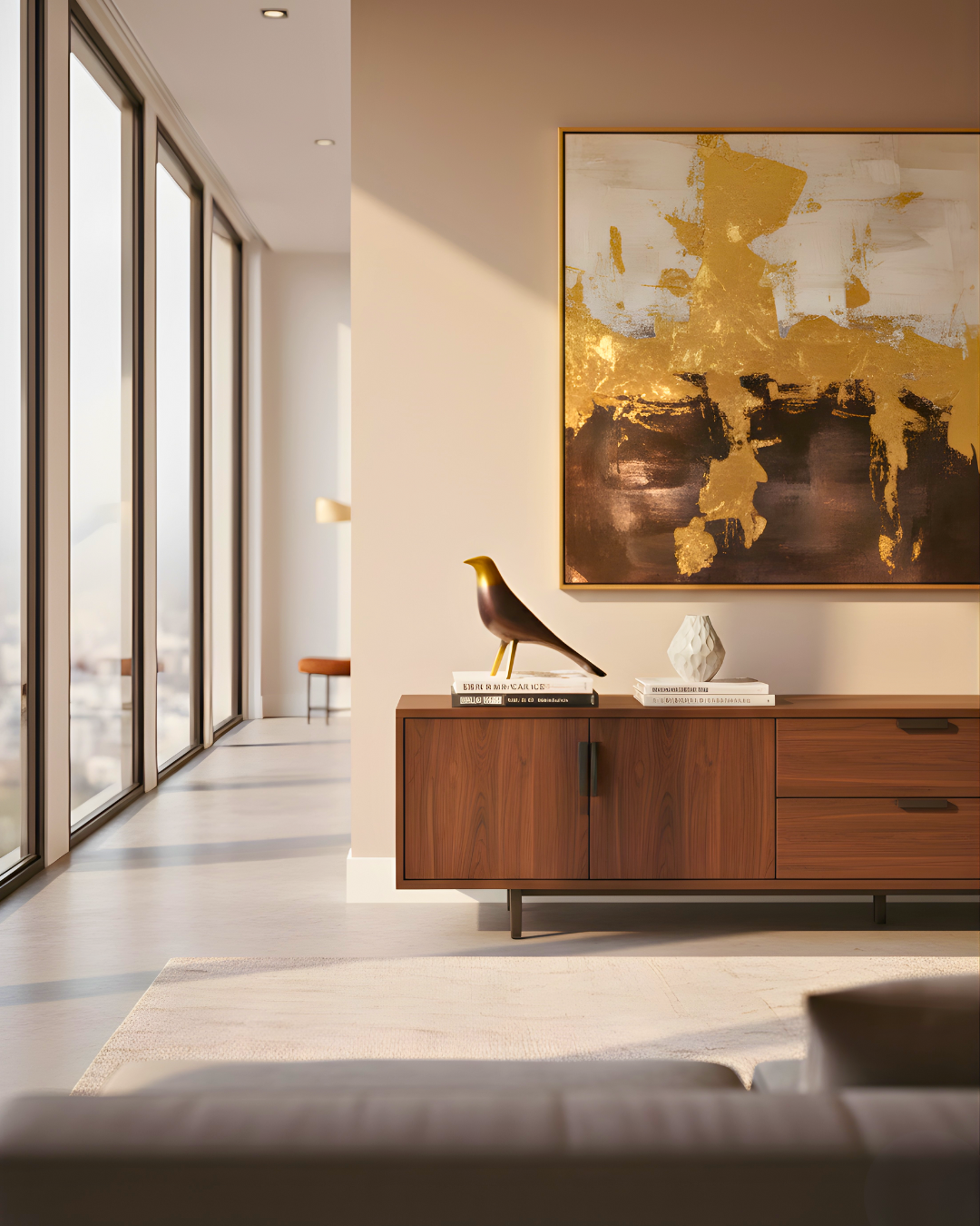 Modern Golden Metal Bird Figurine