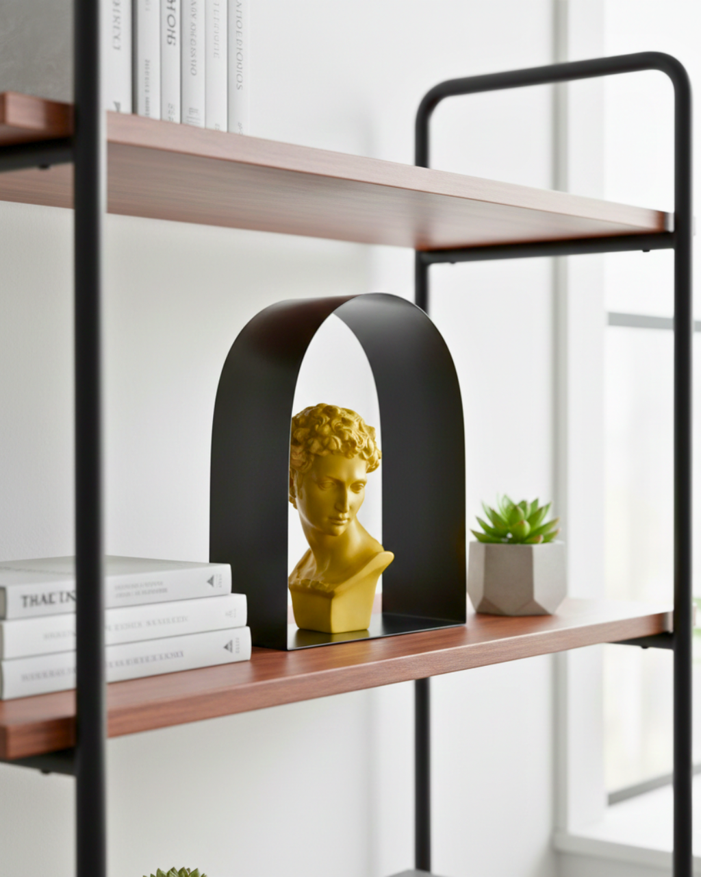 Modern Classical Archway - Golden Grecian Bust with Metallic Silhouette