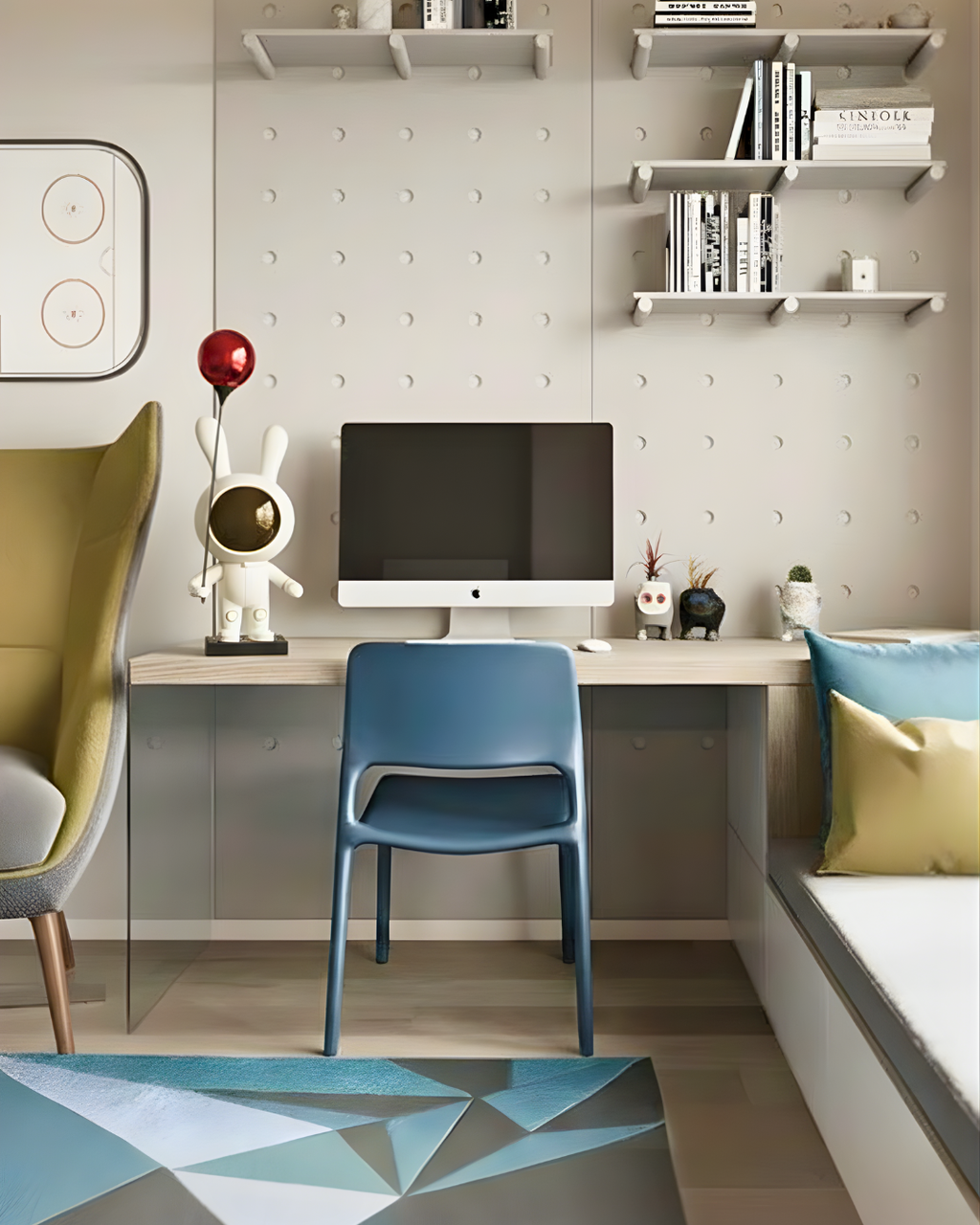 Cosmic Voyager - Large White Astronaut Rabbit Figurine with Red Balloon