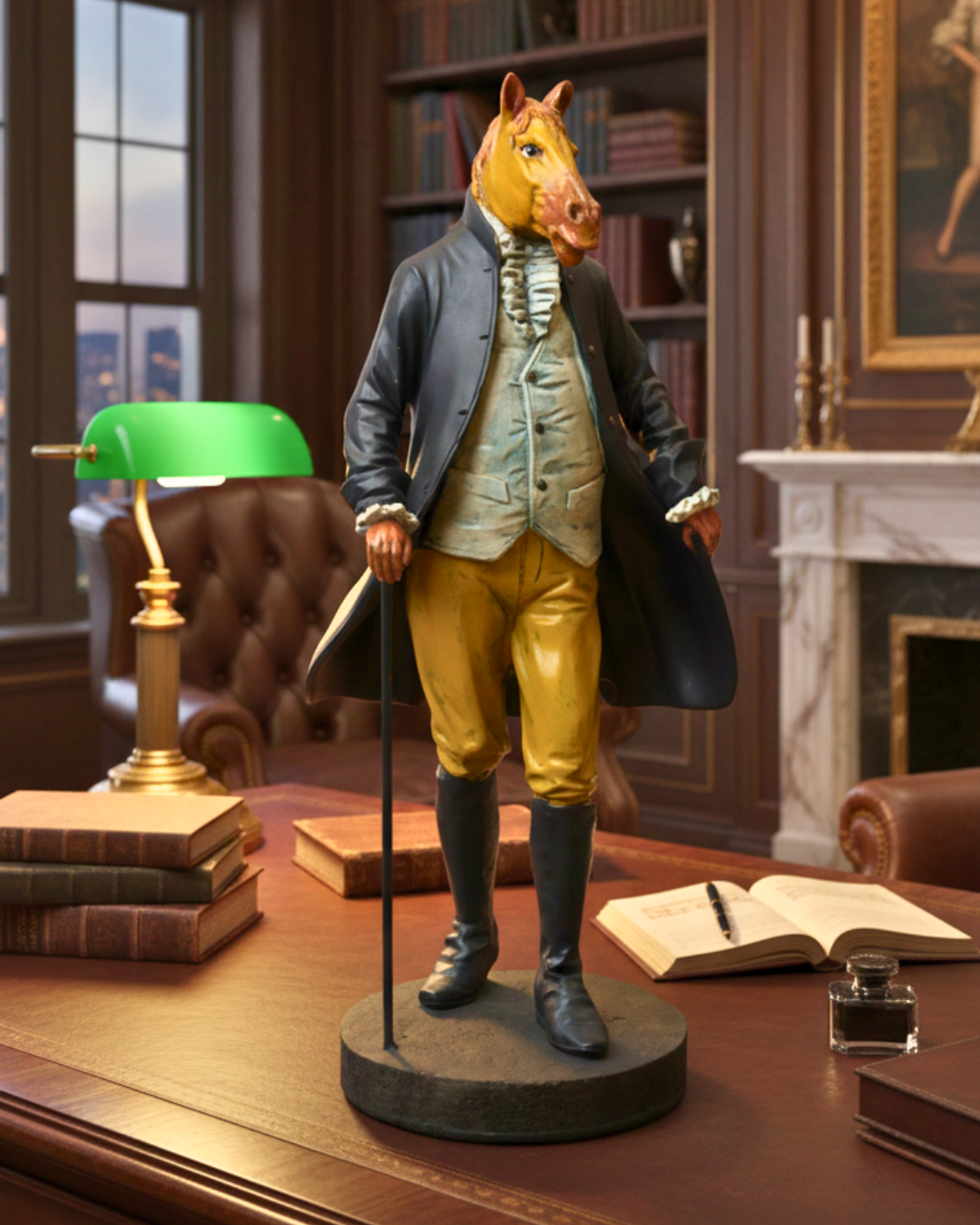 Noble Equestrian Officer - Hand-Painted Dressed Horse Statuette