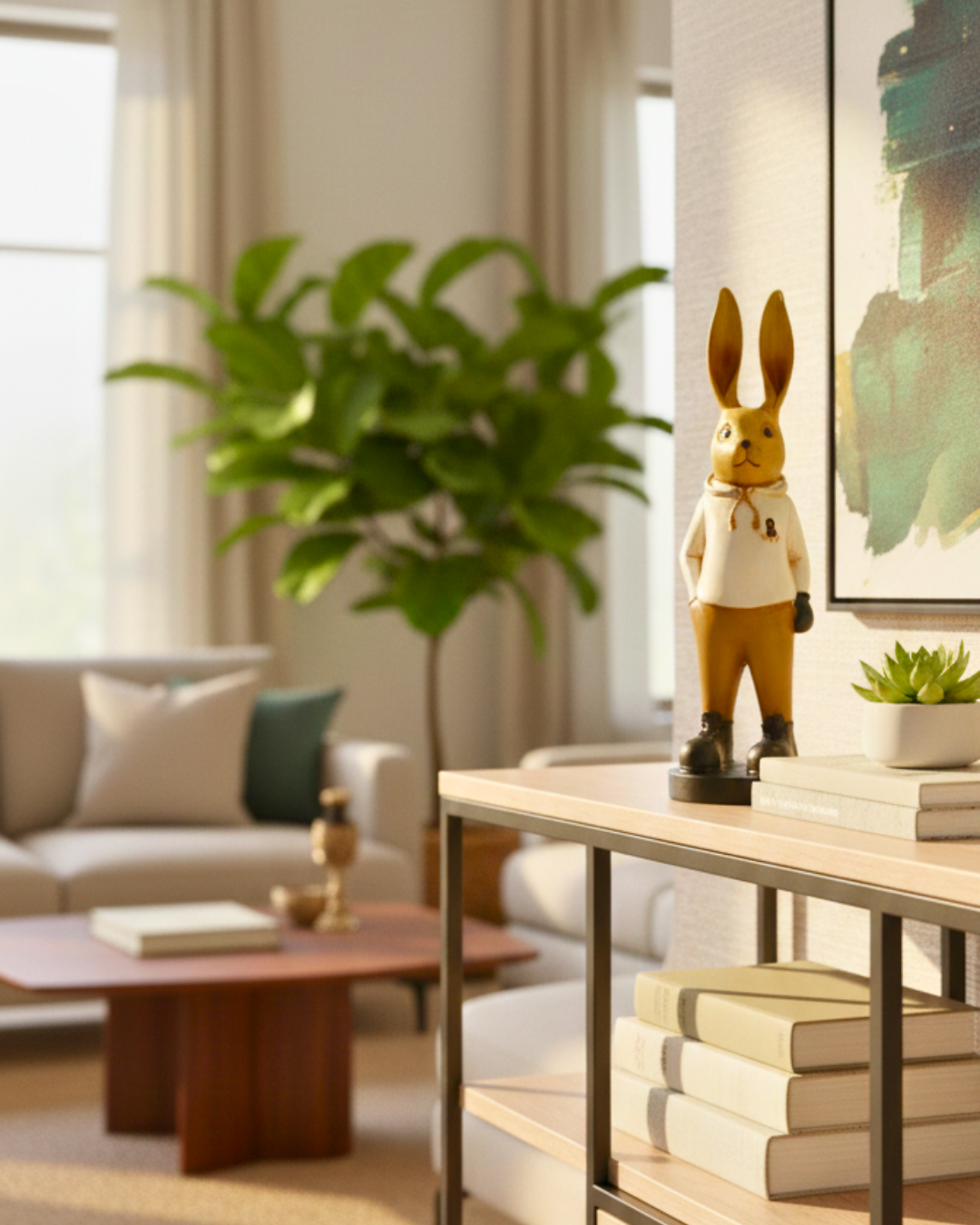 Urban Street Bunny - Large Dapper Rabbit Figurine in Hoodie