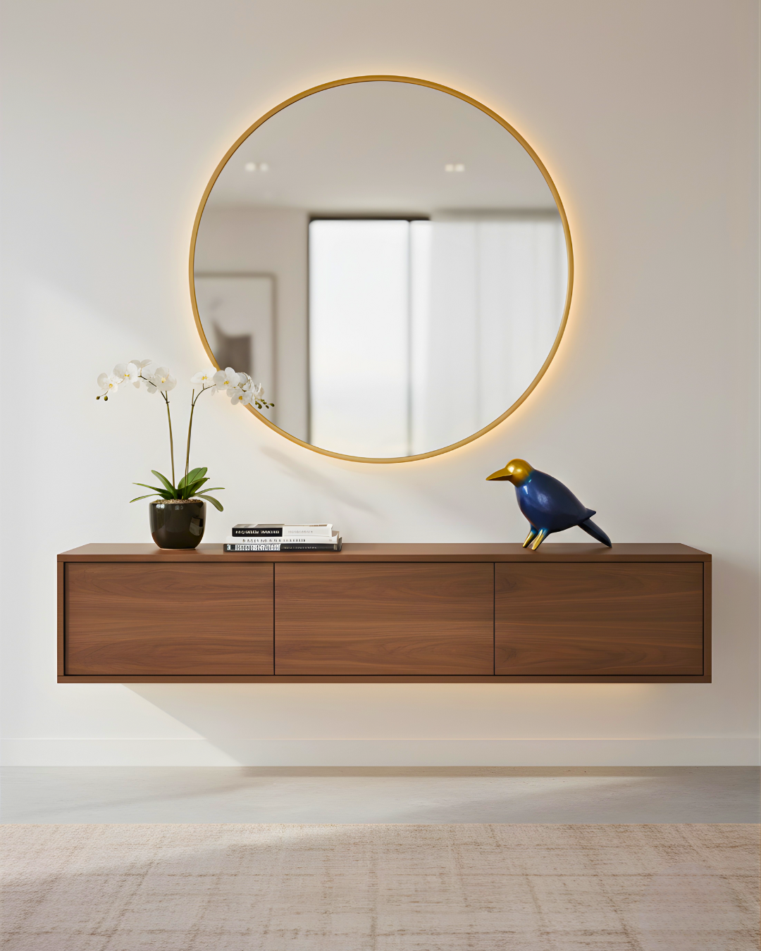 Modern Blue & Golden Metal Bird Figurine