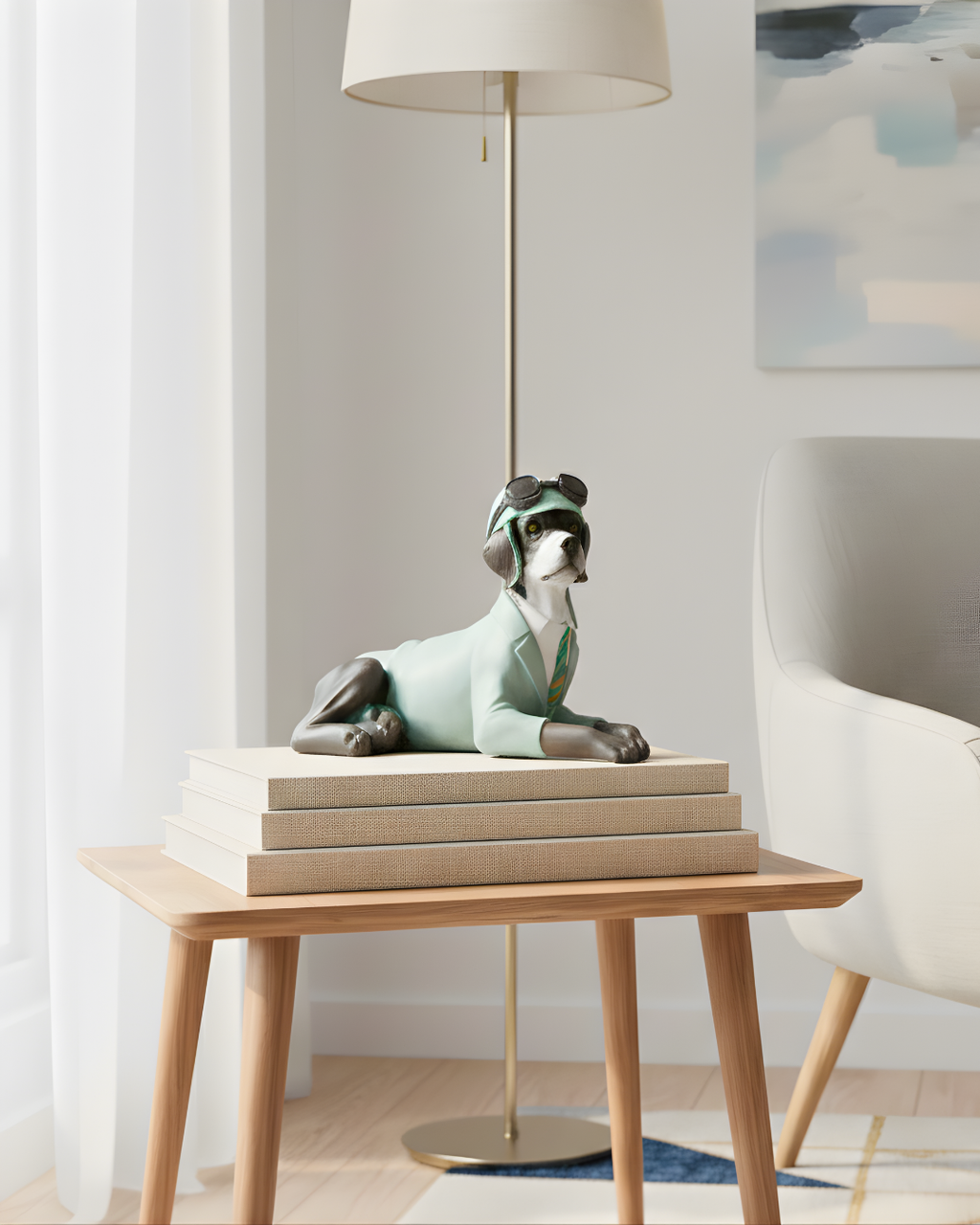 Modern Aviator Canine - Stylish Daisy Dog with Cap & Goggles