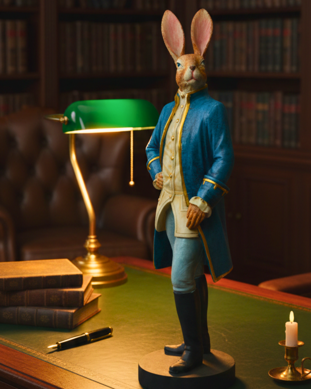 Hand-Painted Dapper Rabbit Statuette