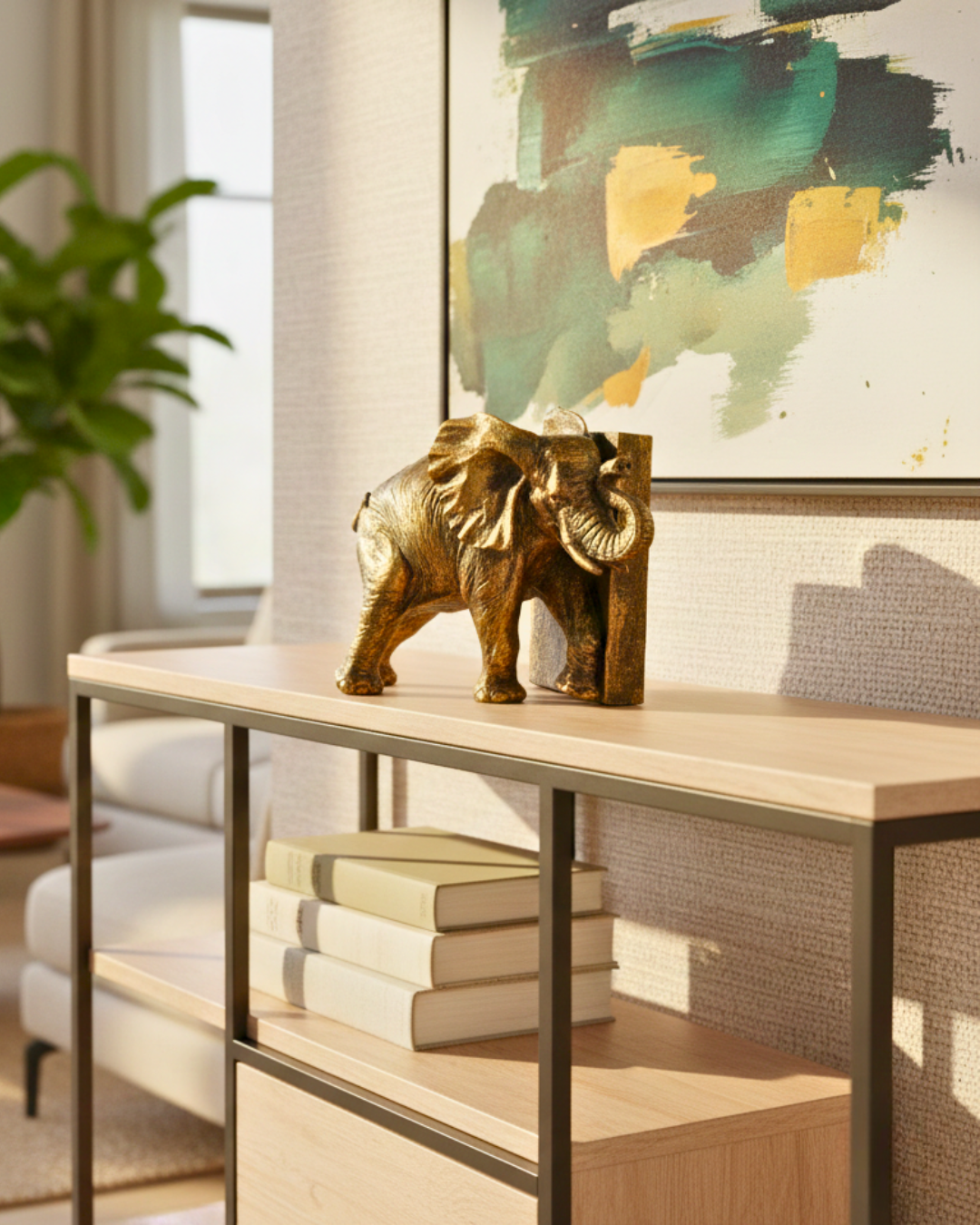 Majestic Trunk Up Elephant - Antique Bronze Metal Figurine