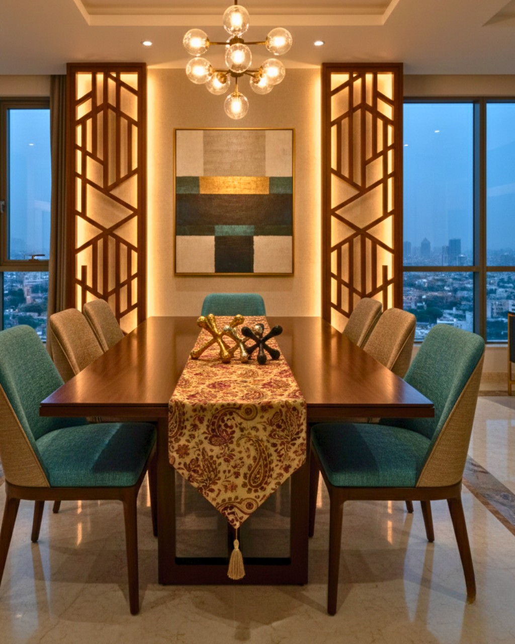 Abstract Metal Jacks Decorative Sculpture – Set of 3