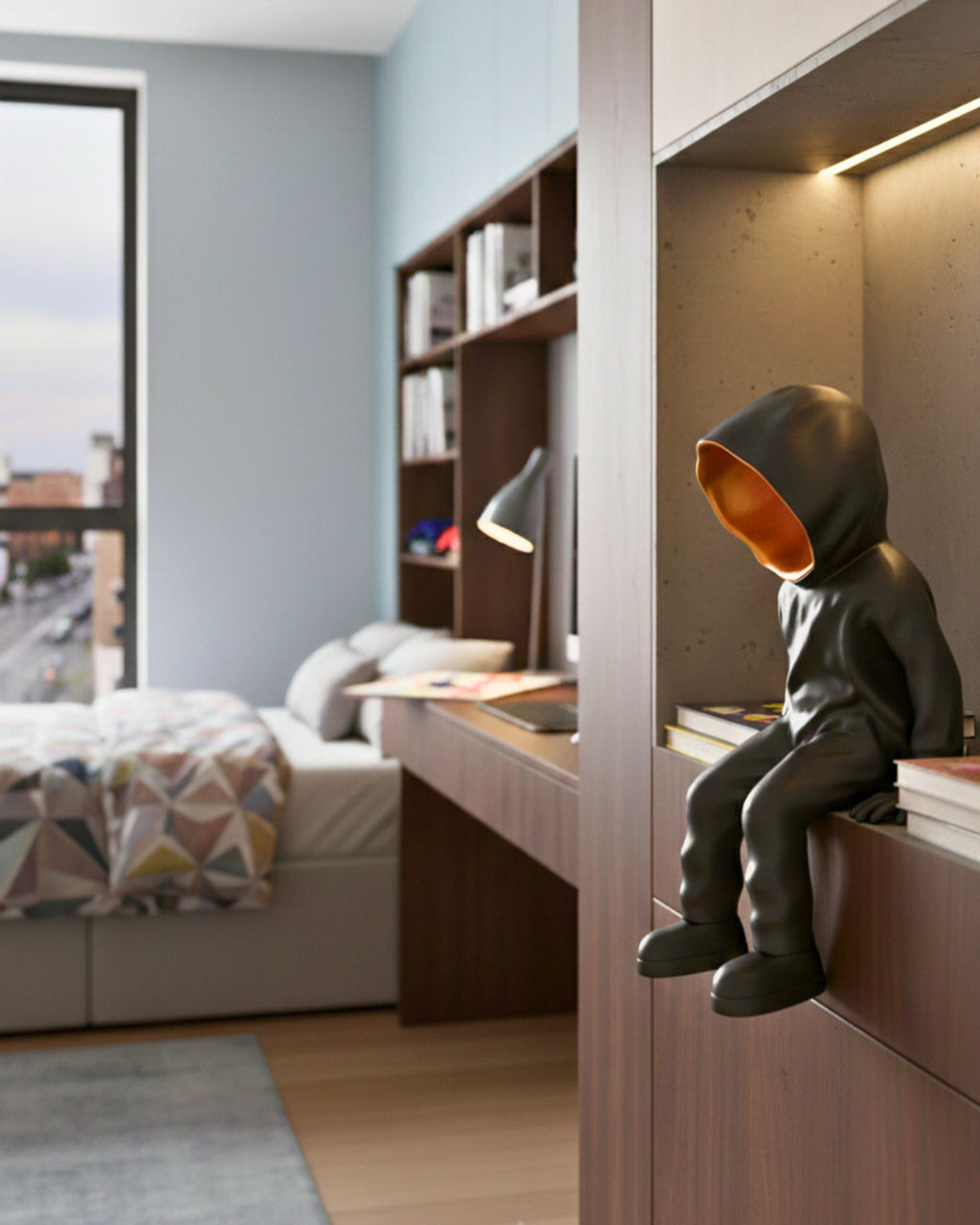 Cool Dude Seated Sculpture in Matte Black & Gold