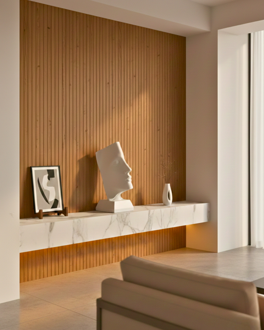 Whispered Thoughts Abstract Face Sculpture White