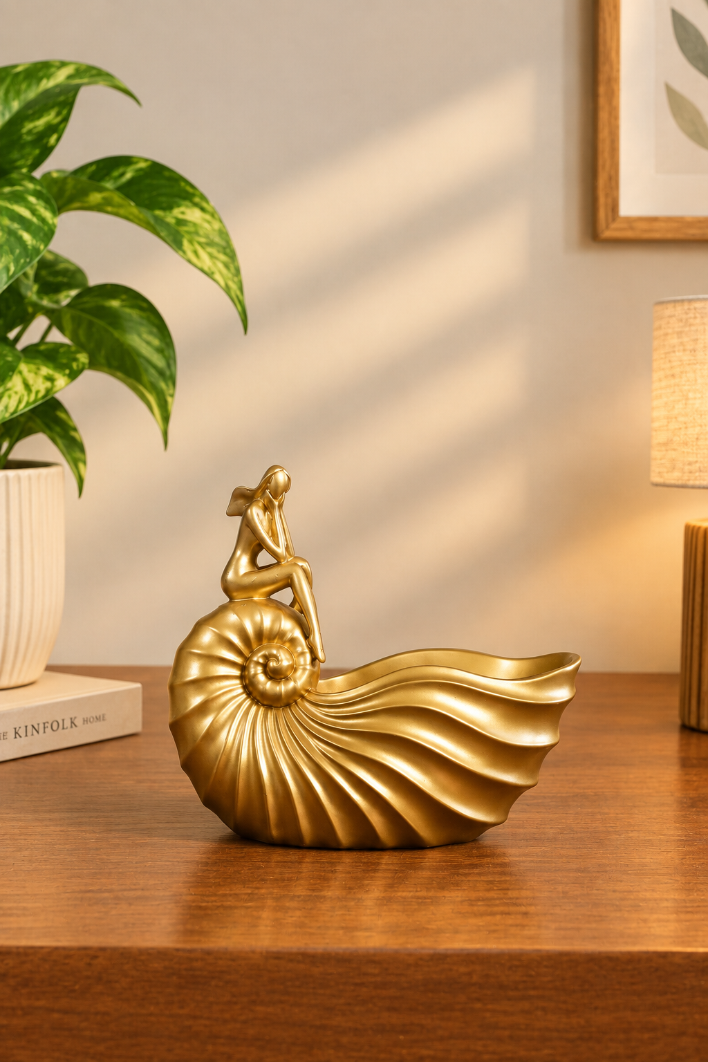Golden Nautilus Maiden Sculpture