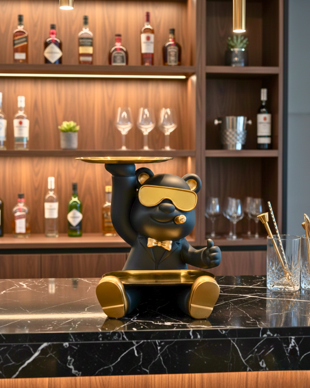 Modern Street Bear - Lucky Cool Bear Dual Tray Figurine